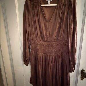 Nine West Elegant Long Sleeve Dress in Brown